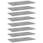 Modern Concrete Grey Engineered Wood Bookshelf Boards Set for Storage Display