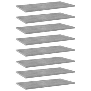 Modern Concrete Grey Engineered Wood Bookshelf Boards Set for Storage Display