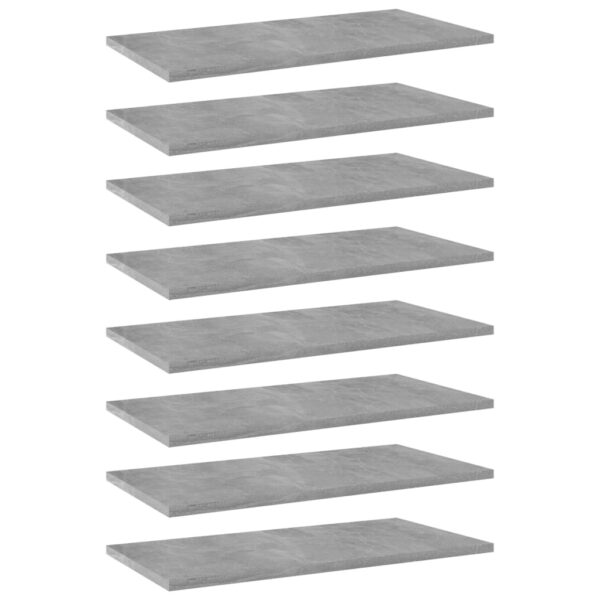 Modern Concrete Grey Engineered Wood Bookshelf Boards Set for Storage Display