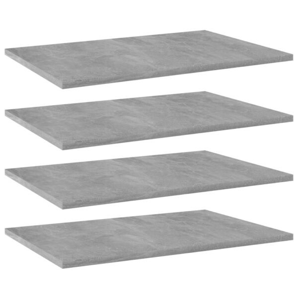 Modern Concrete Grey Engineered Wood Bookshelf Boards Set of Four Storage Shelves