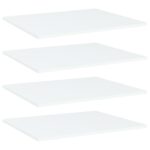 White Engineered Wood Bookshelf Boards Set of Four Modern Storage Shelves