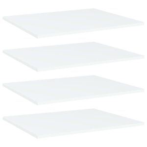 White Engineered Wood Bookshelf Boards Set of Four Modern Storage Shelves