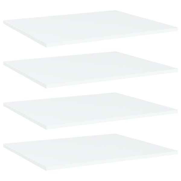 White Engineered Wood Bookshelf Boards Set of Four Modern Storage Shelves