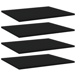 Modern Black Engineered Wood Bookshelf Panels Set of Four - Easy Clean Storage