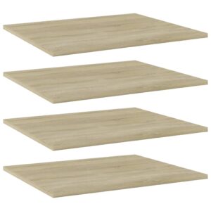 Engineered Wood Bookshelf Boards Sonoma Oak Finish Storage Shelves Set of Four