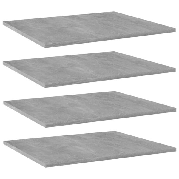 Modern Concrete Grey Engineered Wood Bookshelf Boards Set of Four Storage Shelves