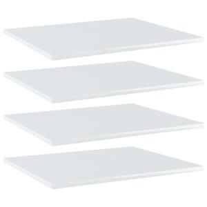 High Gloss White Engineered Wood Bookshelf Boards Set of Four Modern Storage Shelves