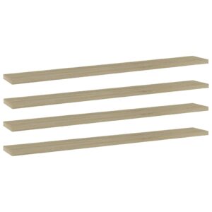 Chic Sonoma Oak Finish Engineered Wood Bookshelf Boards Set of Four Easy Install