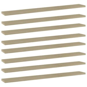 Sonoma Oak Finish Engineered Wood Bookshelf Boards Set of Eight Modern Storage