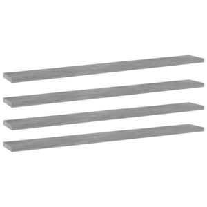 Modern Concrete Grey Floating Shelves Engineered Wood Wall Storage Set of Four