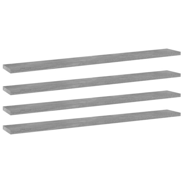 Modern Concrete Grey Floating Shelves Engineered Wood Wall Storage Set of Four