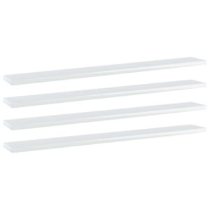 High Gloss White Floating Wall Shelves Engineered Wood Storage Display Shelf