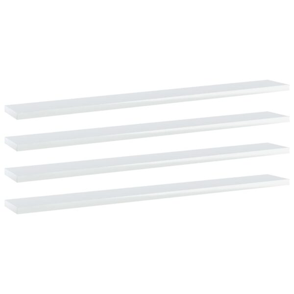 High Gloss White Floating Wall Shelves Engineered Wood Storage Display Shelf