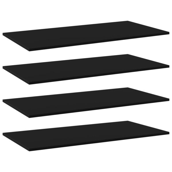 Engineered Wood Bookshelf Boards Set of Four Black Wall Mount Floating Shelves