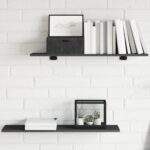 Modern Grey Floating Shelves Wall Mount Storage Display Engineered Wood Set