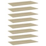 Modern Sonoma Oak Finish Engineered Wood Bookshelf Boards Set of Eight