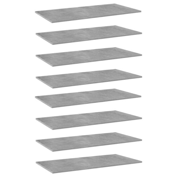 Modern Concrete Grey Engineered Wood Bookshelf Boards Set of Eight Storage