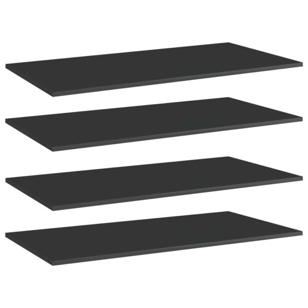 High Gloss Black Floating Wall Shelves Engineered Wood Storage Display Shelf Pack