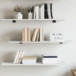 White Engineered Wood Bookshelf Boards Set of Four Modern Storage Shelves