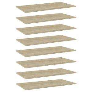 Sonoma Oak Finish Engineered Wood Bookshelf Boards Set of Eight Modern Storage