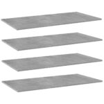 Modern Concrete Grey Engineered Wood Bookshelf Boards Set of Four Storage Shelves