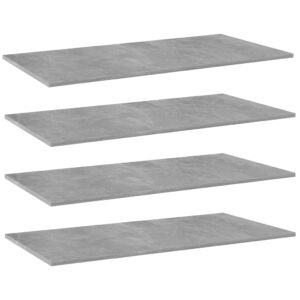 Modern Concrete Grey Engineered Wood Bookshelf Boards Set of Four Storage Shelves