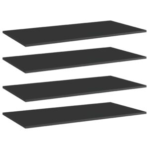 High Gloss Black Engineered Wood Bookshelf Boards Set of Four Modern Storage