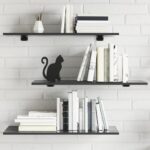 High Gloss Grey Engineered Wood Bookshelf Boards Set of Four Modern Storage Shelves