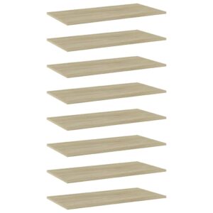 Sonoma Oak Finish Engineered Wood Bookshelf Boards Set of Eight Easy Clean