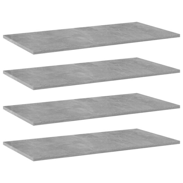 Modern Concrete Grey Engineered Wood Bookshelf Boards Set of Four Storage Shelves