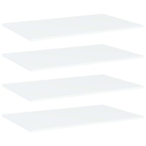 White Engineered Wood Bookshelf Boards Set of Four Modern Storage Shelves