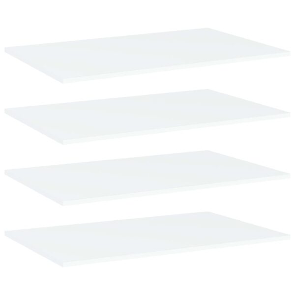 White Engineered Wood Bookshelf Boards Set of Four Modern Storage Shelves