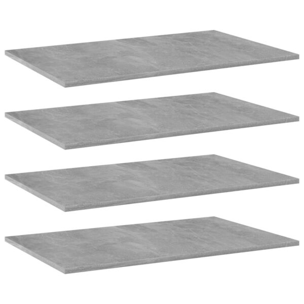 Modern Concrete Grey Engineered Wood Bookshelf Boards Set of Four Storage Shelves