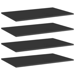 High Gloss Black Engineered Wood Bookshelf Boards Set of Four Modern Storage