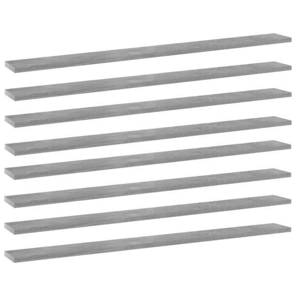 Modern Concrete Grey Engineered Wood Bookshelf Boards Set of Eight Storage