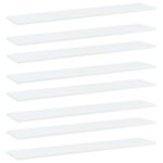 White Engineered Wood Bookshelf Boards Set of Eight Modern Storage Shelves