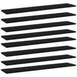 Modern Black Engineered Wood Bookshelf Panels Set of Eight Wall Mount Shelves