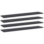 Modern Grey Engineered Wood Bookshelf Boards Set of Four Sleek Storage Shelves