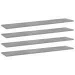 Modern Concrete Grey Floating Shelves Engineered Wood Storage Display Set of Four