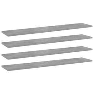 Modern Concrete Grey Floating Shelves Engineered Wood Storage Display Set of Four