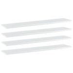 High Gloss White Floating Shelves Engineered Wood Wall Storage Modern Home Decor