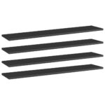 High Gloss Black Engineered Wood Bookshelf Boards Set of Four Modern Storage