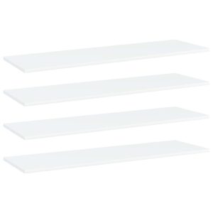 White Engineered Wood Bookshelf Boards Set of Four Modern Storage Shelves