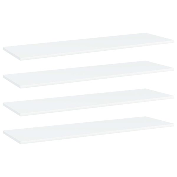 White Engineered Wood Bookshelf Boards Set of Four Modern Storage Shelves