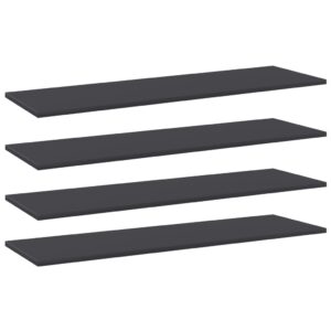 Modern Grey Engineered Wood Bookshelf Boards Set of Four Home Storage Shelves