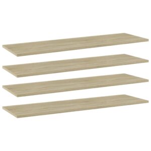 Engineered Wood Bookshelf Boards Set of Four Sonoma Oak Finish Durable Shelves