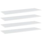 High Gloss White Floating Shelves Engineered Wood Wall Storage Modern Home Decor