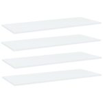 White Engineered Wood Bookshelf Boards Set of Four Modern Storage Shelves