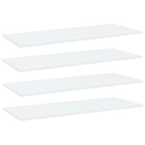 White Engineered Wood Bookshelf Boards Set of Four Modern Storage Shelves