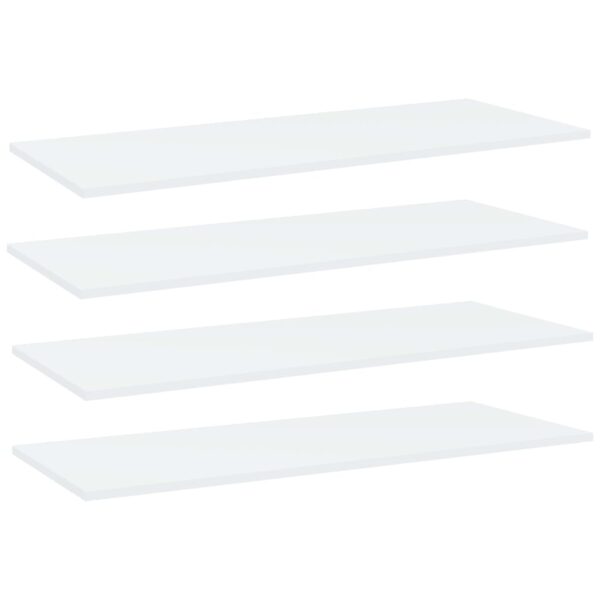 White Engineered Wood Bookshelf Boards Set of Four Modern Storage Shelves